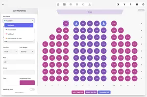 Seat planner editor showing seat properties panel