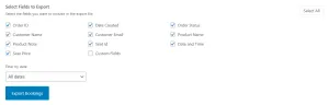 Export bookings modal on Manager Statistics