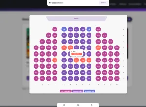 Cinema row seating layout with screen object