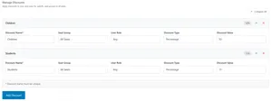 Discount rules configured on an auditorium product