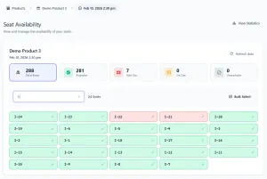 Manager availability grid showing sold and free seats