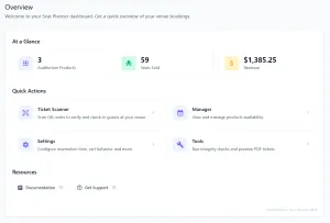 Seat Planner dashboard overview with booking statistics
